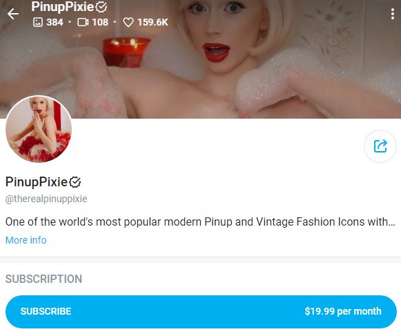 Pinup Pixie's OnlyFans account