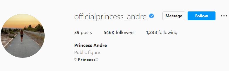 Princess's Instagram profile