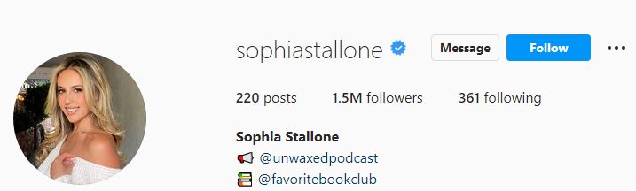 Sophia Stallone's Instagram account