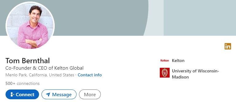 Tom's LinkedIn account
