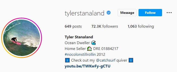 Tyler's Instagram account