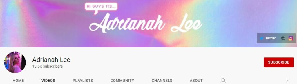 Adrianah's Youtube channel