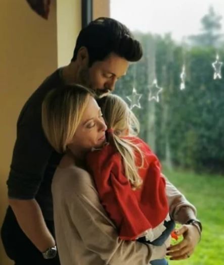 Andrea with his partner Giorgia Meloni and daughter Ginevra Giambruno