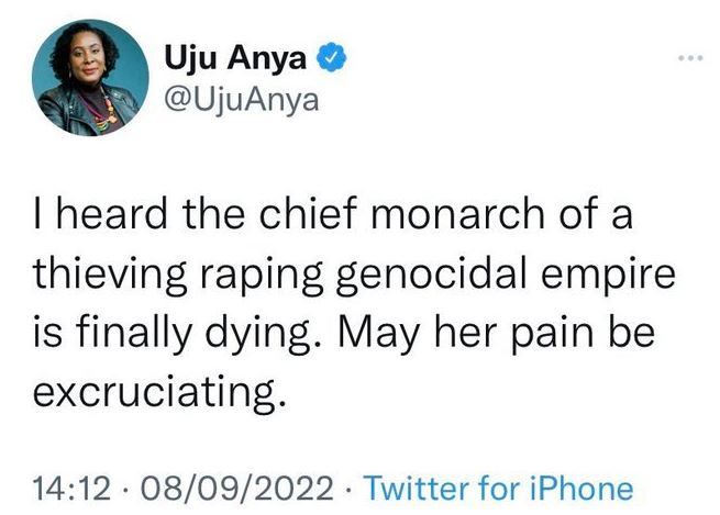 Anya's tweet on Queen's death