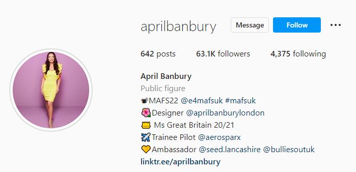 April's Instagram account