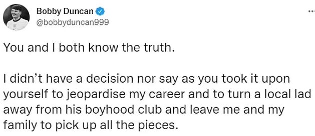 Bobby Duncan tweet