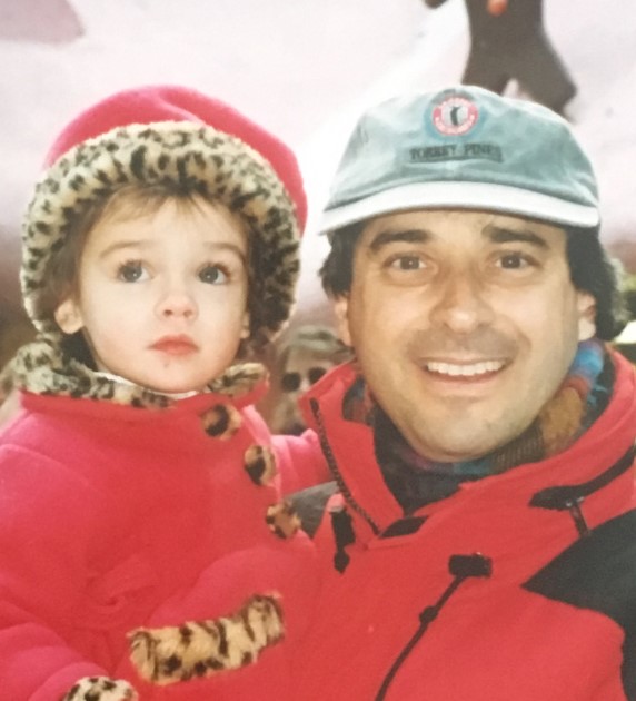 Childhood image of Ava Capri with her father