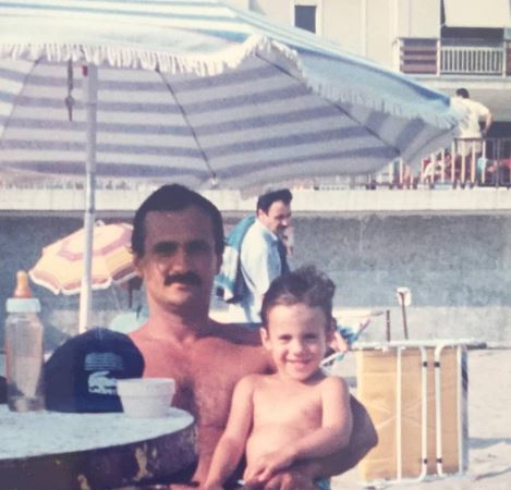 Childhood photo of Ceyhun with his dad