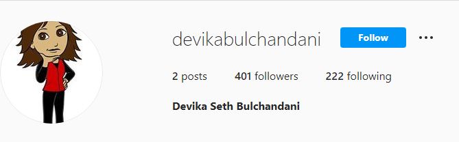 Devika's Instagram account
