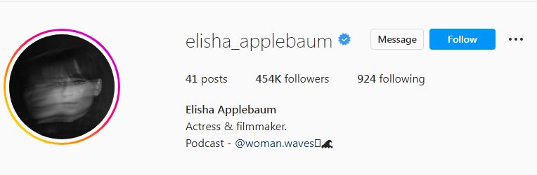 Elisha's Instagram account