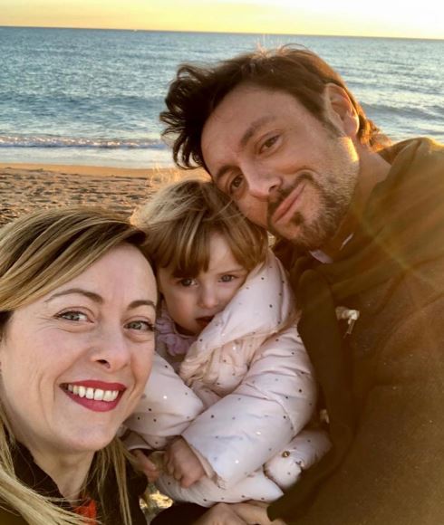 Giorgia with her partner Andrea Giambruno and daughter Ginevra Giambruno