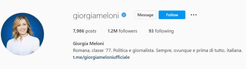 Giorgia's Instagram account