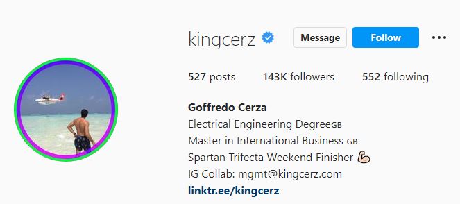 Goffredo's Instagram account