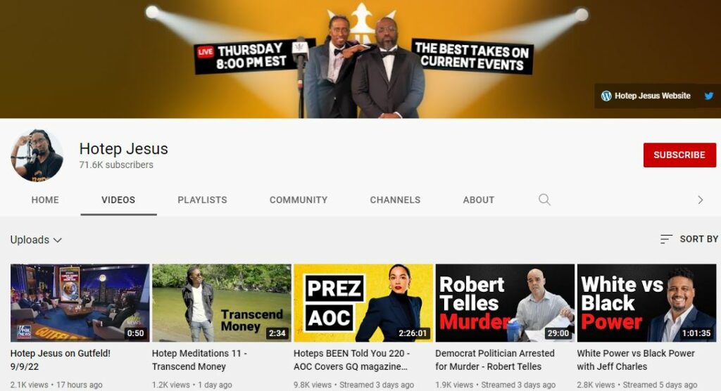 Hotep Jesus YouTube channel