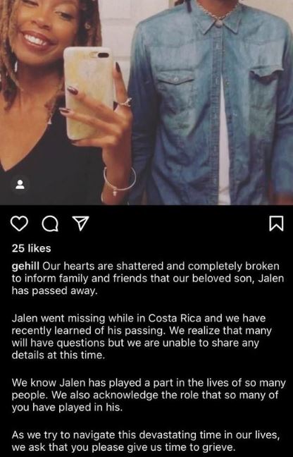 Jalen's death news is confirmed by his father George Hill