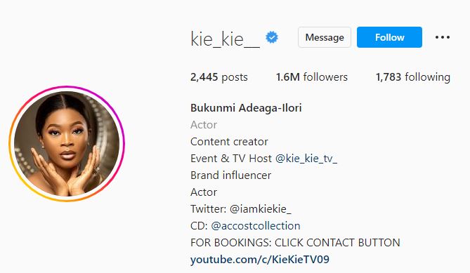 Kie Kie's Instagram account