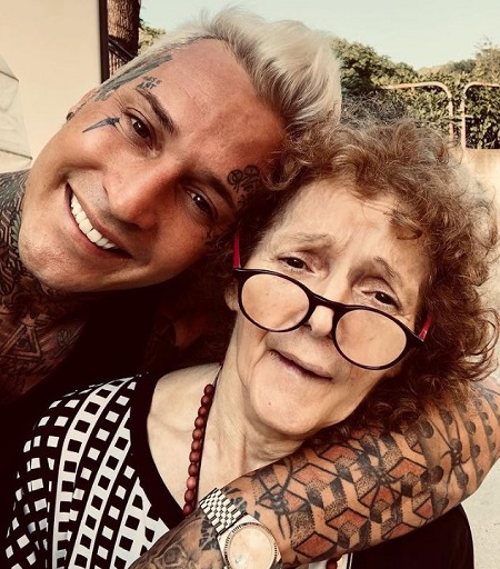 Manuel Vallicella with his mother