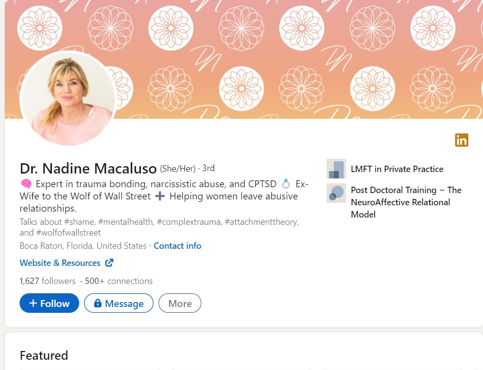 Nadine Caridi LinkedIn page