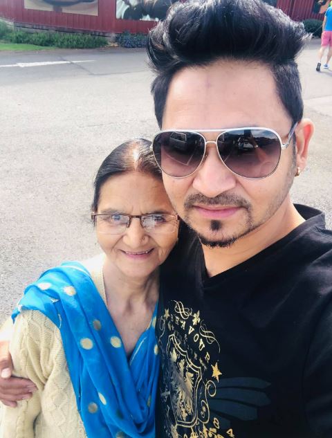 Nirvair Singh with his mother