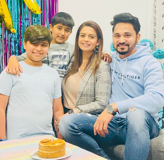 Nirvair Singh with his wife and sons