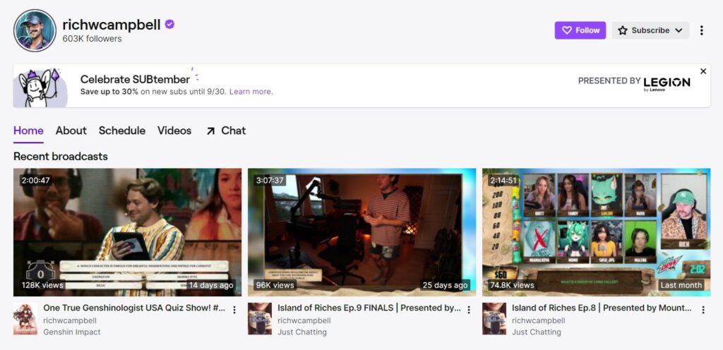 Rich Campbell is a Twitch streamer