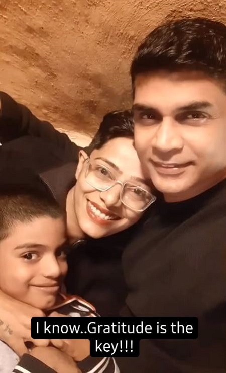Rj Neena Neena with her husband and son