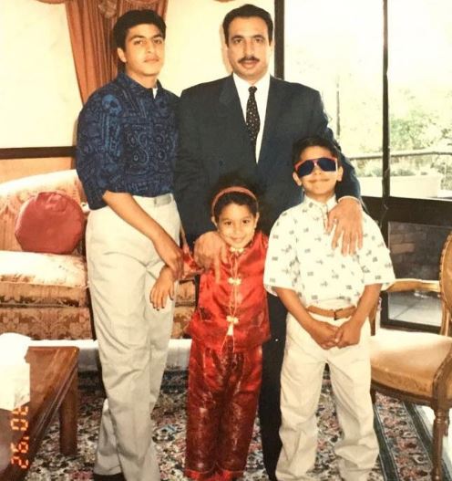 Saif Rubie with his dad and siblings