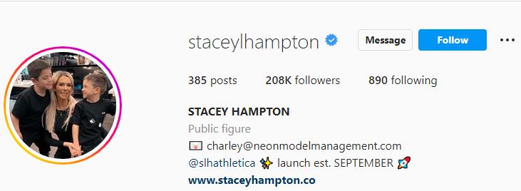 Stacey's Instagram account
