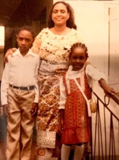 Uju with her mother Marie Anya and brother