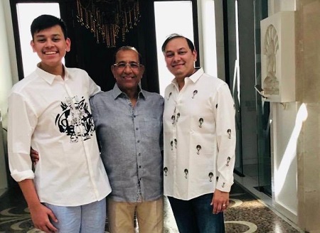 Vinod Shantilal Adani with his son Pranav Adani and grandson