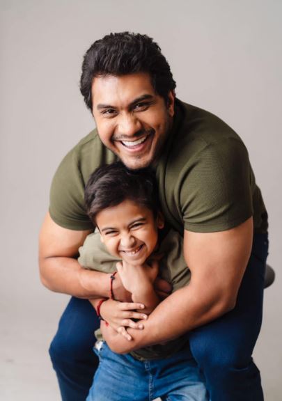 Vishagan with his stepson Ved Krishna