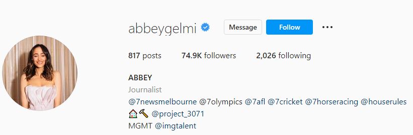Abbey's Instagram account