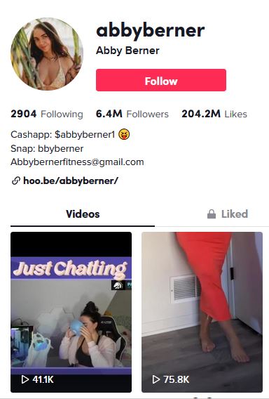 Abby Berner TikTok account