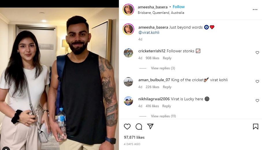 Ameesha Basera viral image with Virat Kohli