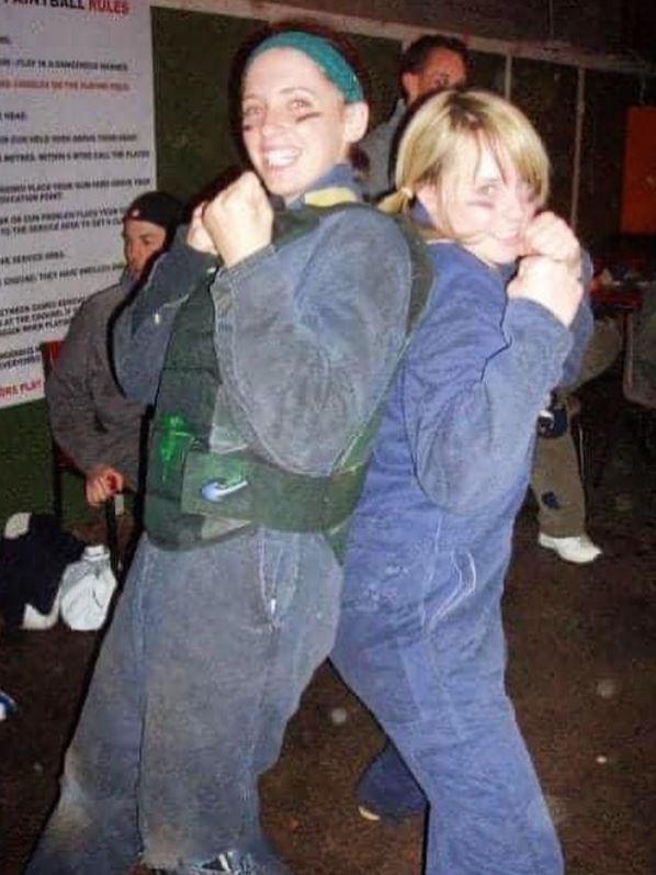 An old photo of Hopwood with her friend