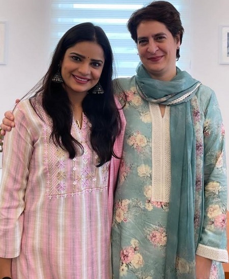 Archana Gautam with Priyanka Gandhi