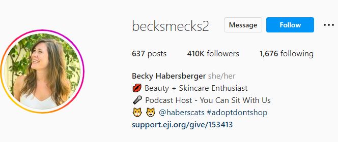 Becky's Instagram profile