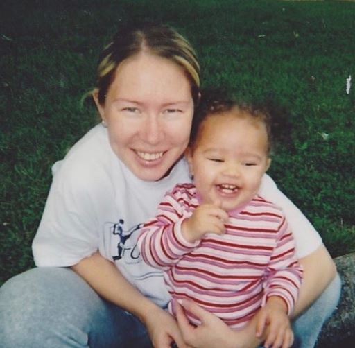 Childhood photo of Bailey with her mother