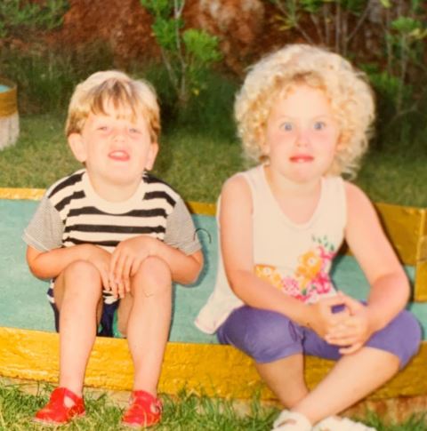Childhood photo of Emma with her brother Sam Luke Jones