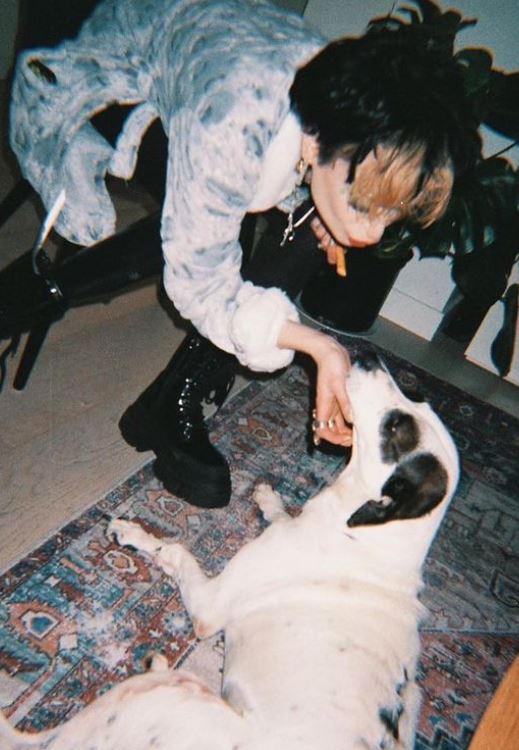 Codd with her pet dog