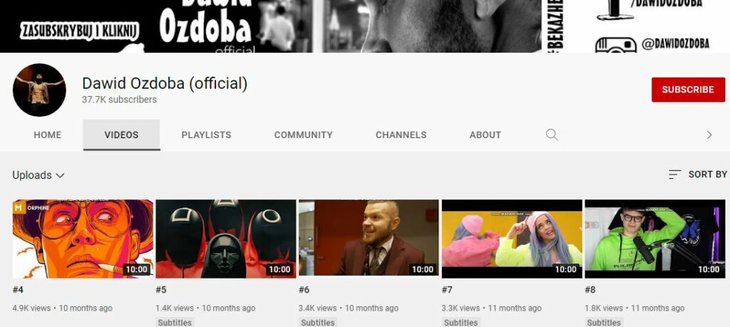 Dawid's Youtube channel
