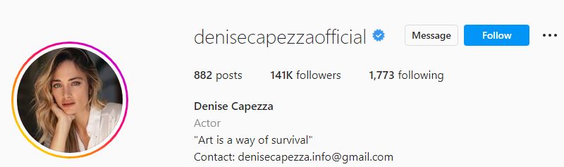 Denise's Instagram account