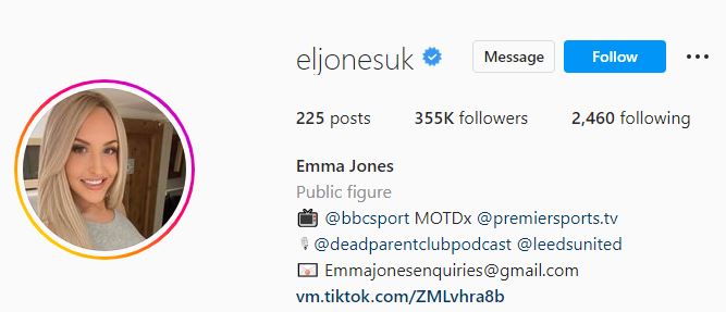 Emma Louise's Instagram account