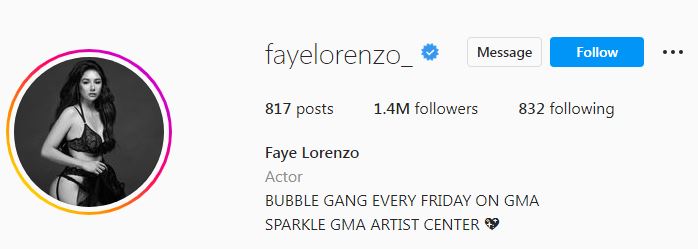 Faye's Instagram account