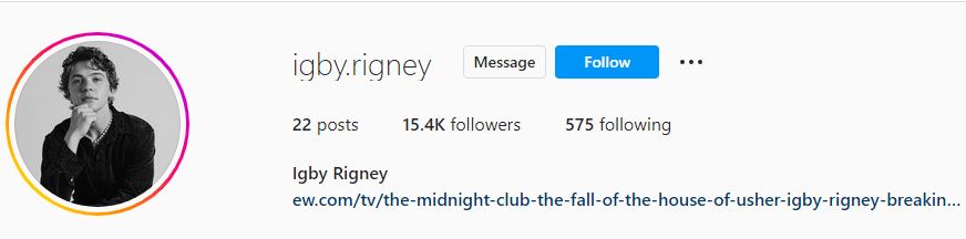 Igby's Instagram account