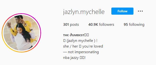 Jazlyn's Instagram account