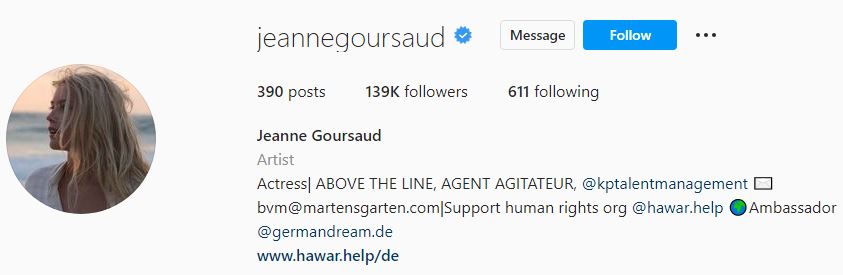 Jeanne's Instagram account