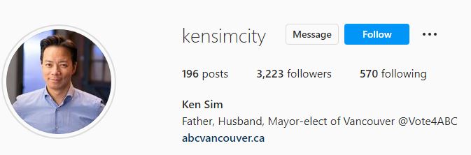Ken's Instagram account