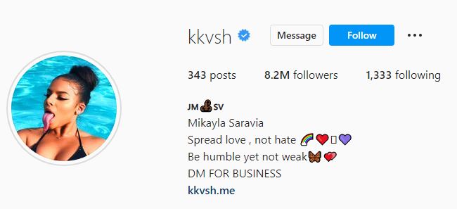 Kkvsh's Instagram account