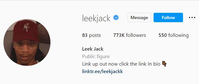 Lee's Instagram account